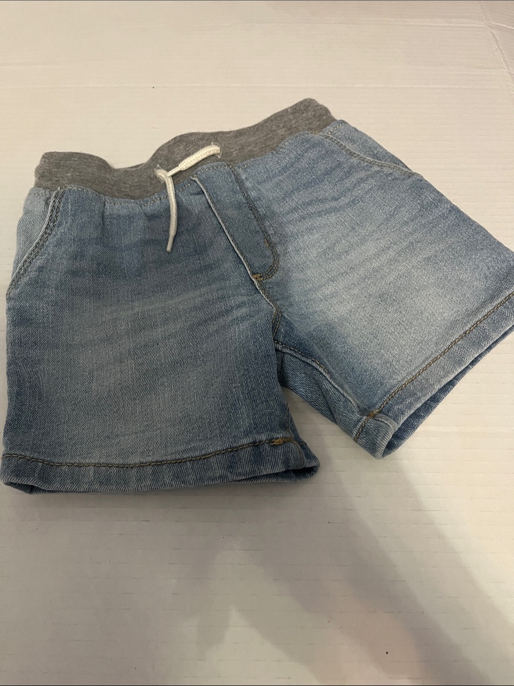 OshKosh B'gosh Light Blue Denim Pull-On Shorts with Gray Waistband